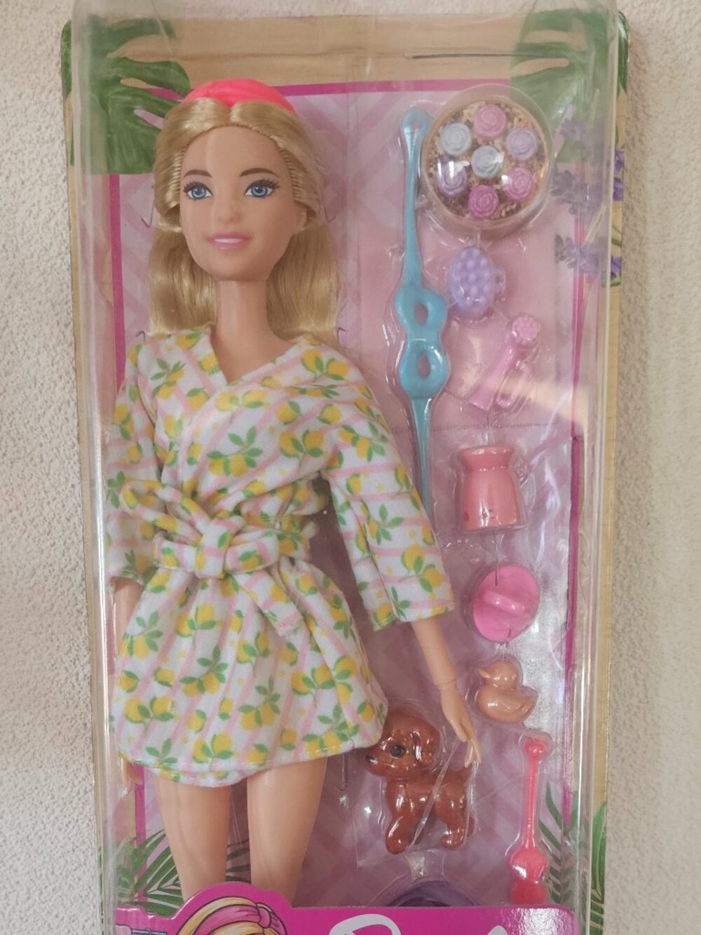 Barbie Self-Care Doll Blonde Poseable Spa Day Doll in Lemon Bathrobe NE NIB 2022